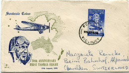 AUSTRALIE SOUVENIR COVER 30th ANNIVERSARY FIRST TASMAN FLIGHT DEPART KEW 27 AU 58 POUR LA SUISSE - Sobre Primer Día (FDC)