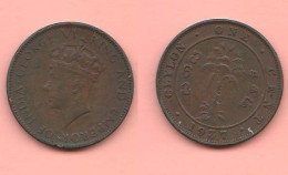 Ceylon One Cent 1937 Great Britain Protectorate Shri Lanka Copper Coin King George VI° - Kolonien