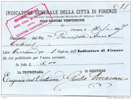1897  FATTURA INDICATORE GENERALE DELLA CITA' DI FIRENZE - Italie