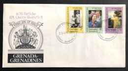 GRENADA GRENADINES, Uncirculated FDC, « 60th Birthday H.M. QUEEN ELIZABETH II », 1986 - Grenada (1974-...)