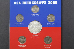 USA Jahrssatz 2005 Mit 1 Dollar Silver Eagle + 5 X 1/4 Dollar - Autres & Non Classés