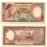 Indonesia 5 Rupiah 1958  P-55 AUNC Batik Worker - Indonesien