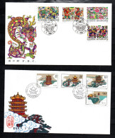 China 1987/88 Satz 2144/47 Und 2163/66 Gebraucht Auf 2 FDC's - Storia Postale