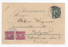 1906. SERBIA,POSTAGE DUE 5 PARA,PAIR, AUSTRIA,VIENNA,CORRESPONDENCE CARD TO SERBIA,BELGRADE - Serbie