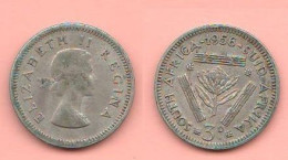 South Africa 3 Pence 1956 Silver Coin Queen Elizabeth II° - Afrique Du Sud