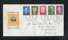 "NIEDERLANDE" 1954, Mi. 636-640 FDC, Rueckseits Vignette (L0176) - FDC