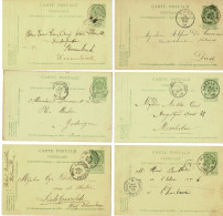 D010 UITGIFTE 1893 OP BRIEFKAARTEN *THIELST NOTRE DAME-WESTMALLE-TONGERLOO(ANVERS)-VILLERS LE TEMPLE-WANLIN-VEERLE* - Bolli A Stelle