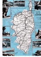 Cpsm Carte Géographique De La Corse. - Cartes Géographiques