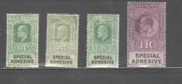 INDIA, REVENUE STAMPS "SPECIAL ADHESIVE" SCOTT & S. GIBBONS NOT LISTED MNH - Nuovi