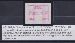 Belgien FRAMA-ATM Ohne Aut.-Nr. Ausgabe N/F Mit ENDSTREIFEN ** Wert 01,00  Bfr. - Otros & Sin Clasificación