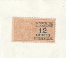 Timbre Fiscal Indochine 12 Cents (Chiffres Gras) - Andere & Zonder Classificatie