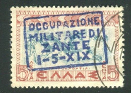 ZANTE 1941  FRANCOBOLLI DI GRECIA 5 L.ROSSO E AZZURRO USATO - Zante