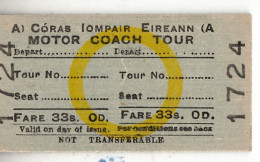 DA12. Vintage Coach Ticket. Coras Iompair Eireann. Motor Coach Tour 33s. - Europe