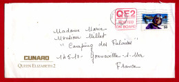 1994 - Etats Unis - Lettre Envoyée A Bord Du QUEN ELYSABETH 2 - Cachet Carré "QE2 POSTED ON BOARD" Escale New York - Poststempel