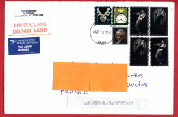 2012 - Etats Unis - Lettre Pour La France - Timbres  EDITH PIAF Et MILES DAVIES -  (Enveloppe 23 X 15cm) - Storia Postale