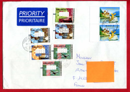 2007 - Suisse - Lettre Prioritaire Pour La France - 6 Vignettes De Distributeur N°16 à 19 + 2 X 1850 - Enveloppe 23 X 15 - Sellos De Distribuidores