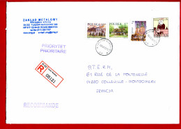 2005 - Pologne - Lettre Recommandée Pour La France - Tp N° 3373-3551-3660-3720 - (Enveloppe 25 X 17,5cm) - Briefe U. Dokumente