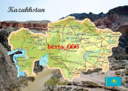 Kazakhstan Country Map New Postcard * Carte Geographique * Landkarte - Kazakistan