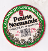 Etiquette  Ou Dessus De Boîte  De Fromage -  CAMEMBERT DE NORMANDIE - Prairie Normande - Quesos