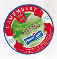 Etiquette  Ou Dessus De Boîte  De Fromage -  CAMEMBERT DE NORMANDIE - Pâturage De France - Quesos