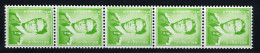België R33 - Koning Boudewijn - 3,50 Grasgroen - Vert - Strook Van 5 Met Nummer - Bande De 5 Avec Numéro - Coil Stamps