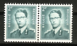 België R36 - Koning Boudewijn - 2F Blauwgroen - Vert-bleu - Horizontaal Paar (uit De Vellen Van 60) - Paire Horizontale - Coil Stamps