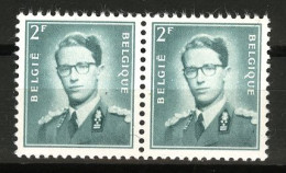 België R36 - Koning Boudewijn - 2F Blauwgroen - Vert-bleu - Horizontaal Paar (uit De Vellen Van 60) - Paire Horizontale - Francobolli In Bobina