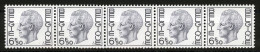 België R58 - K. Boudewijn - Elström - 6,50 POLYVALENT - Strook Van 5 Met Nummer - Bande De 5 Avec Numéro - Coil Stamps