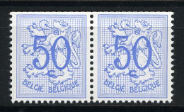 België R11a - Cijfer Op Heraldieke Leeuw - 50c Blauw - Horizontaal Paar - Paire Honrizontale  - Franqueo