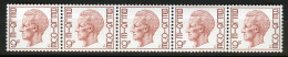 België R70 - K. Boudewijn - Elström - 9F - Strook Van 5 Met Nummer - Bande De 5 Avec Numéro - Coil Stamps