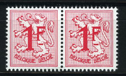 België R6a - Cijfer Op Heraldieke Leeuw - 1F Helrood - In Horizontaal Paar (uit De Vellen Van 60) - Rouleaux