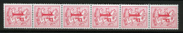 België R9 - Cijfer Op Heraldieke Leeuw - 1F - Strook Van 6 - Bande De 6  - Coil Stamps