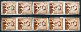 België R31 - Koning Boudewijn - 2,50 Bruin - Brun - Strook Van 5 Met Nummer - 2 Tinten Bruin - 2 Nuances De Couleur - Coil Stamps