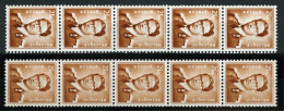 België R31 - Koning Boudewijn - 2,50 Bruin - Brun - Strook Van 5 Met Nummer - 2 Tinten Bruin - 2 Nuances De Couleur - Coil Stamps