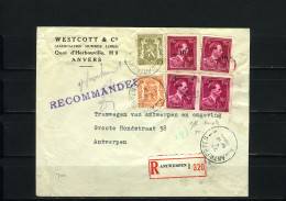 België 724N - Op Brief - Sur Lettre - Aangetekend - Recommandé - Westcott & C° - 243 - Antwerpen 1 - 1946 -10%