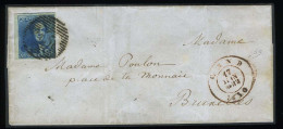 België 2 - Epaulette - Brief Van Gand Naar Bruxelles - Met BLADBOORD + Gebuur - Bien Margée - Bord De Feuille + Voisin - 1849 Mostrine