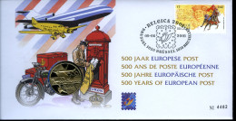 België 2996 NUM - Numisletter - 500 Jaar Europese Post - Belgica 2001 - Postbode - Postbus - Vliegtuig - Tassis - 2001 - Numisletters