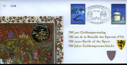 België 3088/89 NUM - Numisletter - 700 Jaar Guldensporenslag - 700 Ans De La Bataille Des Eperons D'Or à Kortrijk - 2002 - Numisletters