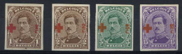 België 150-151-152-154 * En (*) - Ongetande Proefdrukken Van De Uitgifte Rode Kruis - 4 W. - Probe- Und Nachdrucke