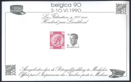 België 2352 - Herinneringsvelletje - Belgica 90 - 100 Jaar Landsbond - Feuillets N&B Offerts Par La Poste [ZN & GC]