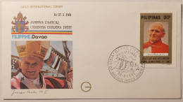 PAPE JEAN PAUL 2 - Voyage Philippines à Davao En Février 1981 - Enveloppe Commémorative Avec Timbre PILIPINAS - Päpste