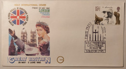 PAPE JEAN PAUL 2 - Voyage Grande Bretagne 1982 - Londres / Reine - Enveloppe Commémorative Timbre Et Cachet Westminster - Päpste