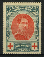 België 132-V1 * - Rode Kruis - Croix-Rouge - Koning Albert I - Roi Albert I - Streep Over Linker 5 - Trait Sur Le 5 - 1901-1930