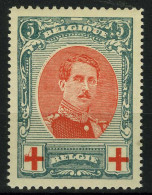 België 132A-V3 ** - Rode Kruis - Croix-Rouge - Tanding/Dentelure  12 X 14 - Rechterepaulet Gedraaid - Torsade - 1901-1930