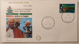 PAPE JEAN PAUL 2 - Voyage Nigeria 1982 - Lagos / Arrivée - Enveloppe Commémorative Avec Timbre NIGERIA - Päpste