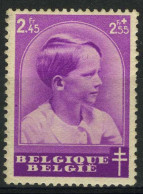 België 445-V1 * - Haartje In U-vorm Op Voorhoofd - Griffe En Forme De U Sur Le Front - 1931-1960