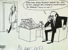 ► Coupure De Presse  Quotidien Le Figaro Jacques Faisant 1983  Marchais  Mitterand Téléphone  Bush Force Nucléaire - 1950 - Nu