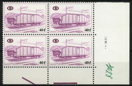 België TR445-V - 40F Remslang - Boyau - In Blok Van 4 Met Hoekdatum - En Bloc De 4 Avec Coin Daté - 1961-1990