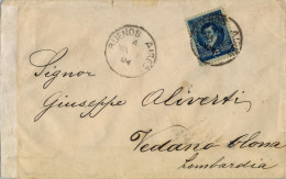 1894 , ARGENTINA , BUENOS AIRES - VEDANO OLONA ( LOMBARDIA ) ,  SOBRE CIRCULADO , LLEGADA , YV. 100 - BELGRANO - Lettres & Documents
