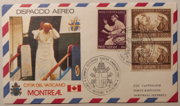 PAPE JEAN PAUL 2 - Visite MONTREAL QUEBEC 1984 / Descente Avion - Enveloppe Commémorative Avec Timbres VATICAN - Papas